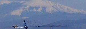 La scritta sul Monte Giano vista dal Gianicolo.